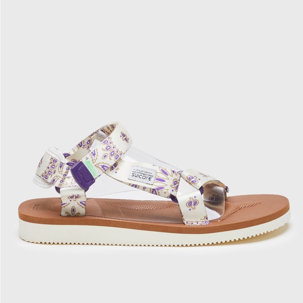 Suicoke Purple and White Sandals